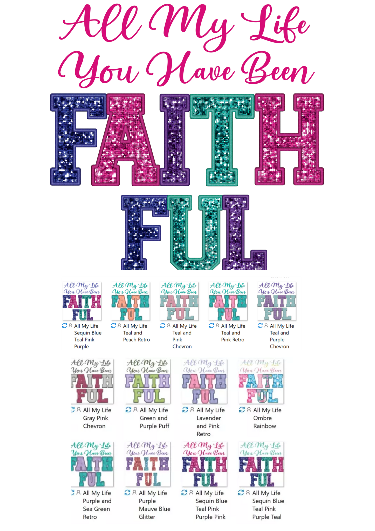 All My Life You Have Been Faithful Sequin Bundle - Digital File Only