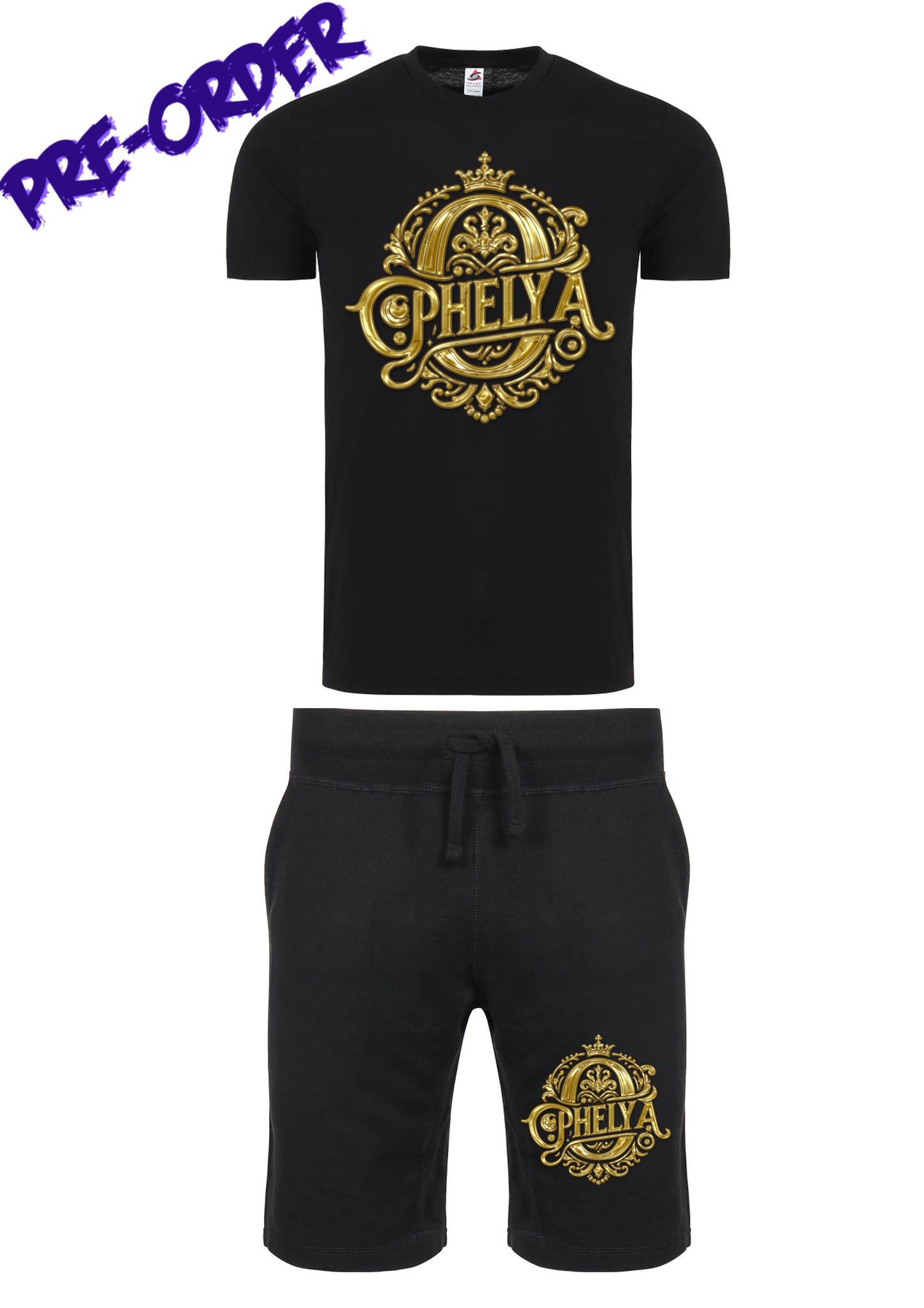 Ophelya Black & Gold 2 Piece Short Set