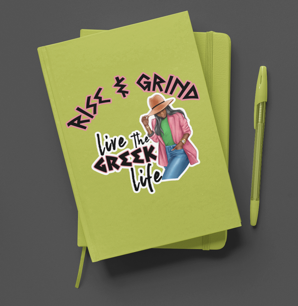 Rise and Grind Greek Pink and Green Journal/Pen Set