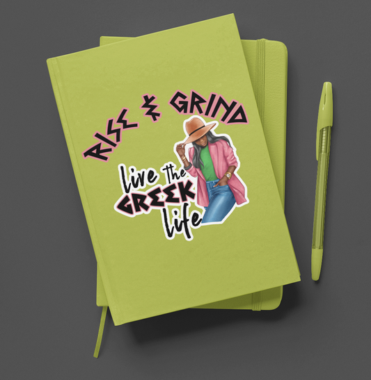 Rise and Grind Greek Pink and Green Journal/Pen Set