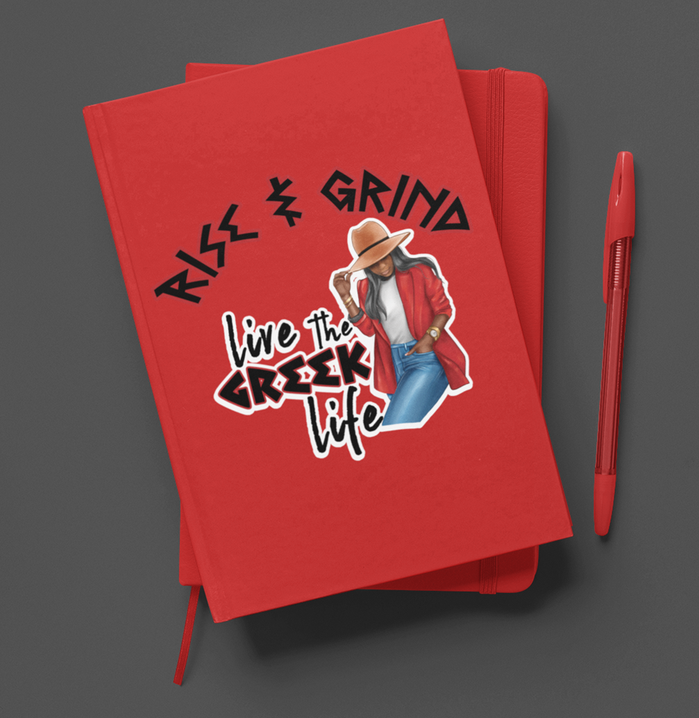 Rise and Grind Greek Red Journal/Pen Set