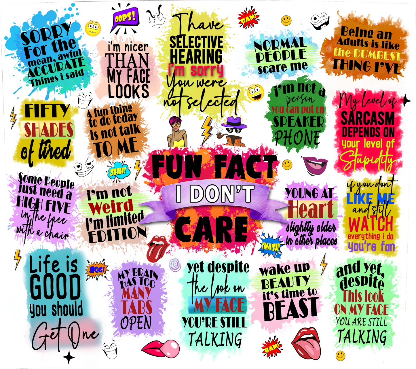 20oz Tumbler UV-DTF Wrap - Funny Tumbler Wrap