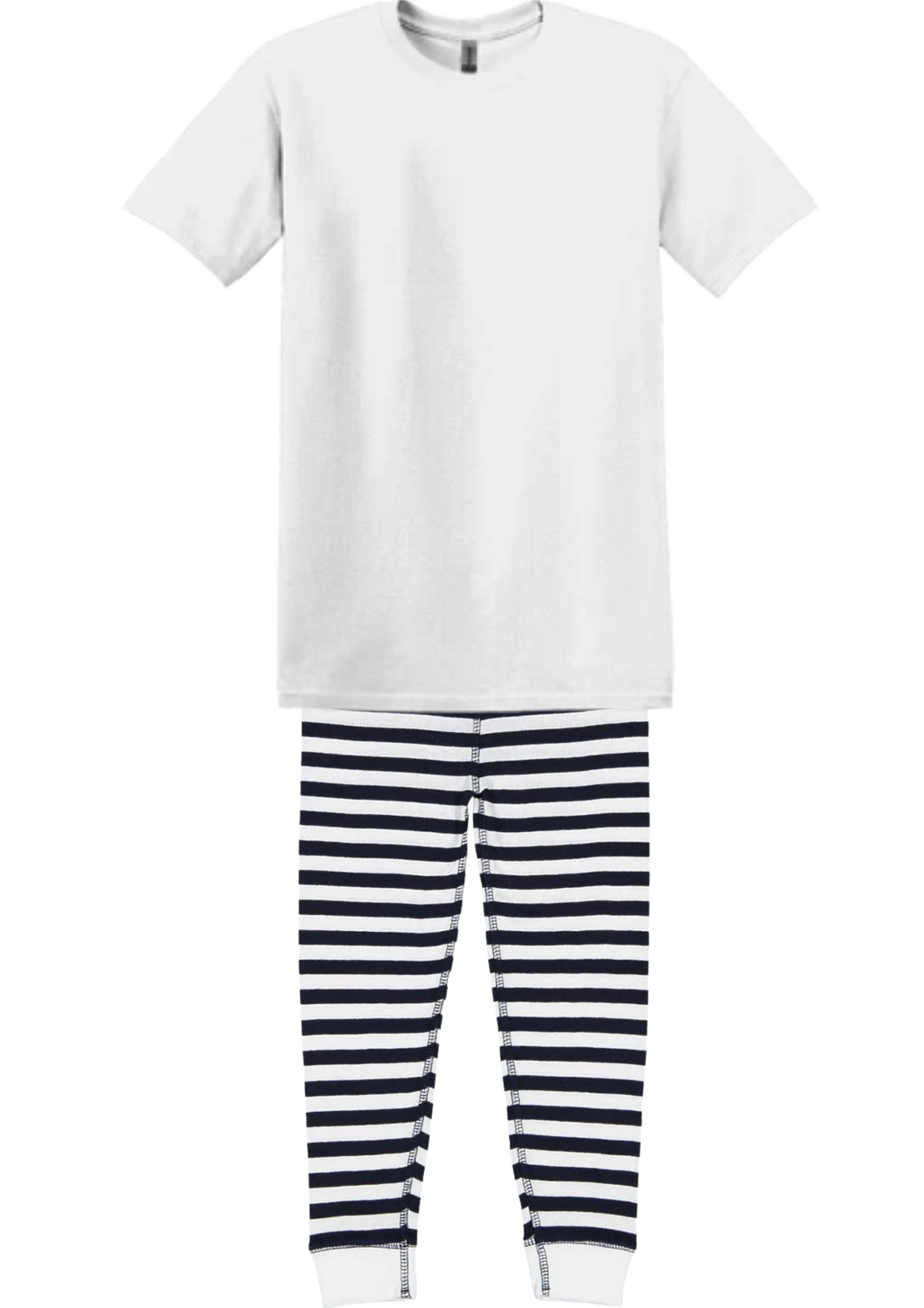 Adult Pajama Set - Navy Blue & White Stripe