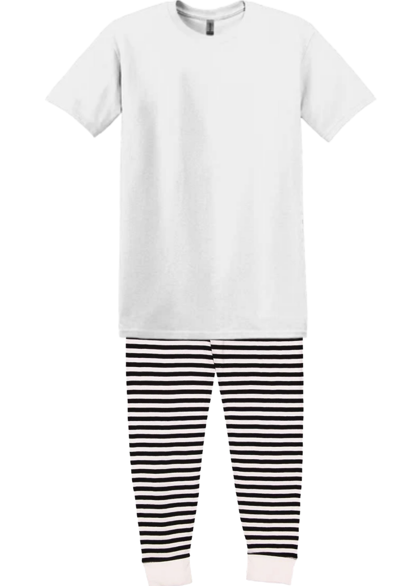 Adult Pajama Set - Black & White Stripe