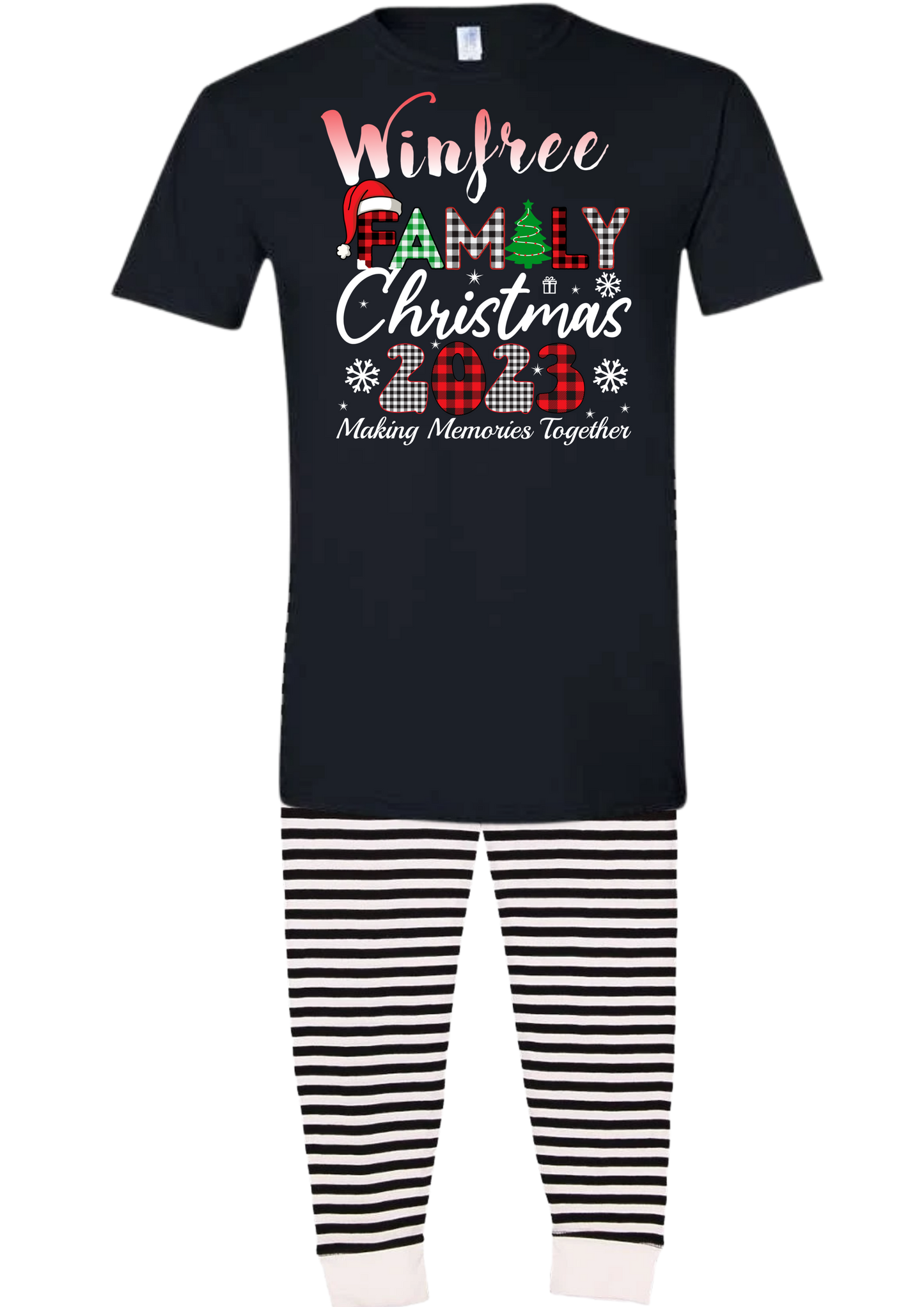 Adult Pajama Set - Black & White Stripe