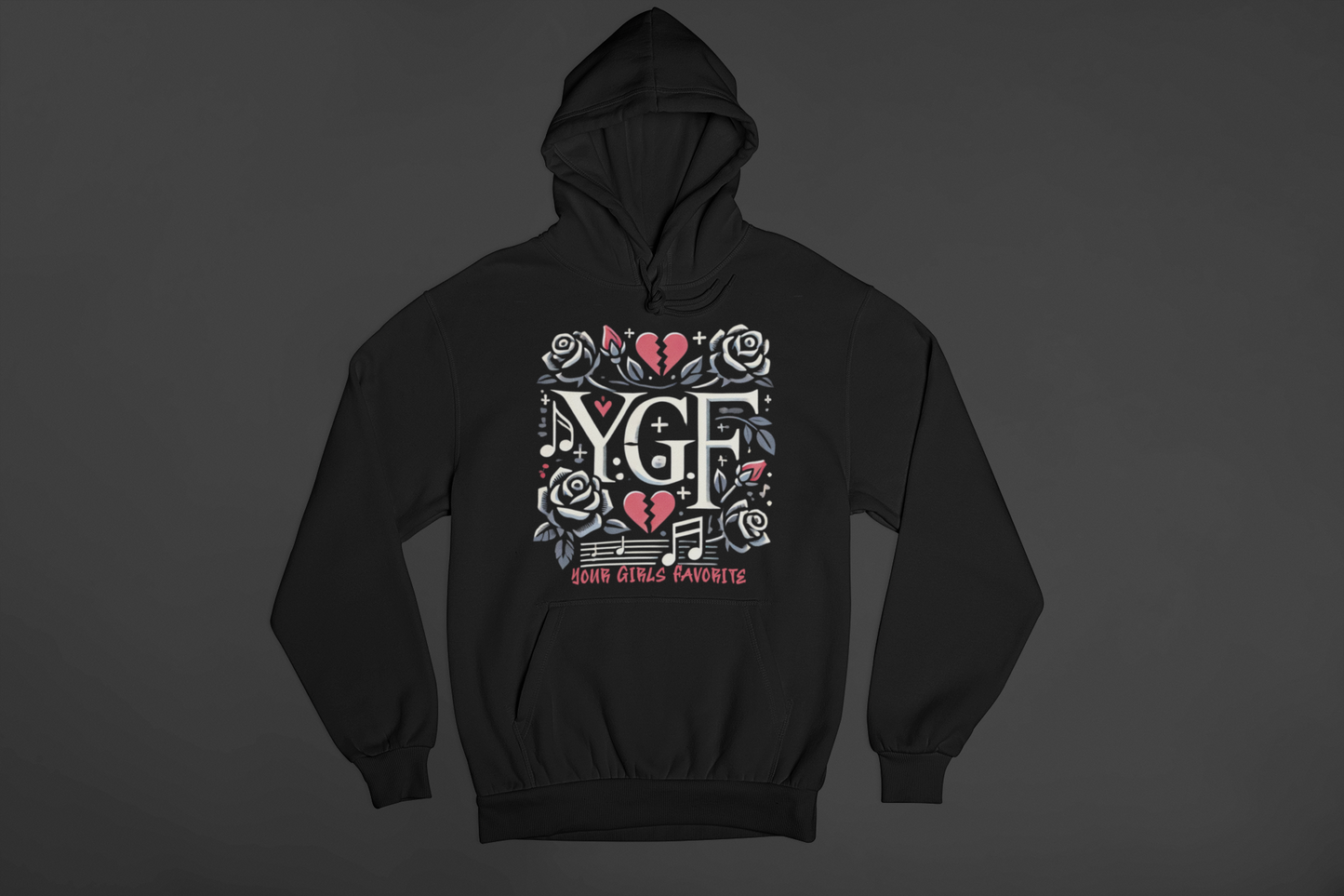 YGF Rose Black Hoodie