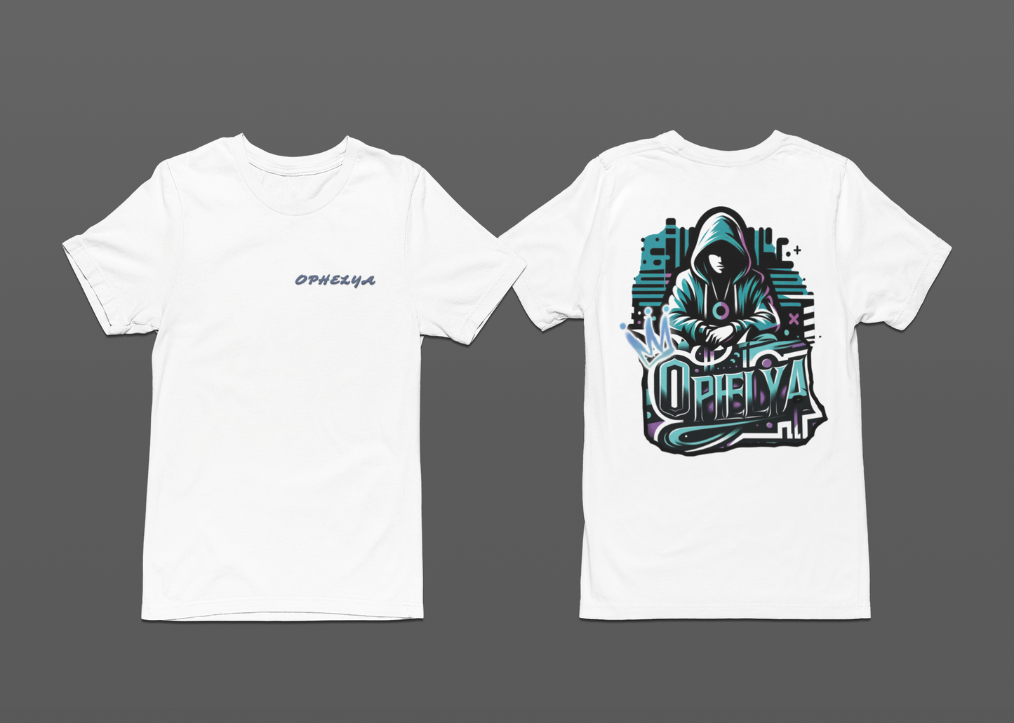 Ophelya Hoodie White T-Shirt Front and Back