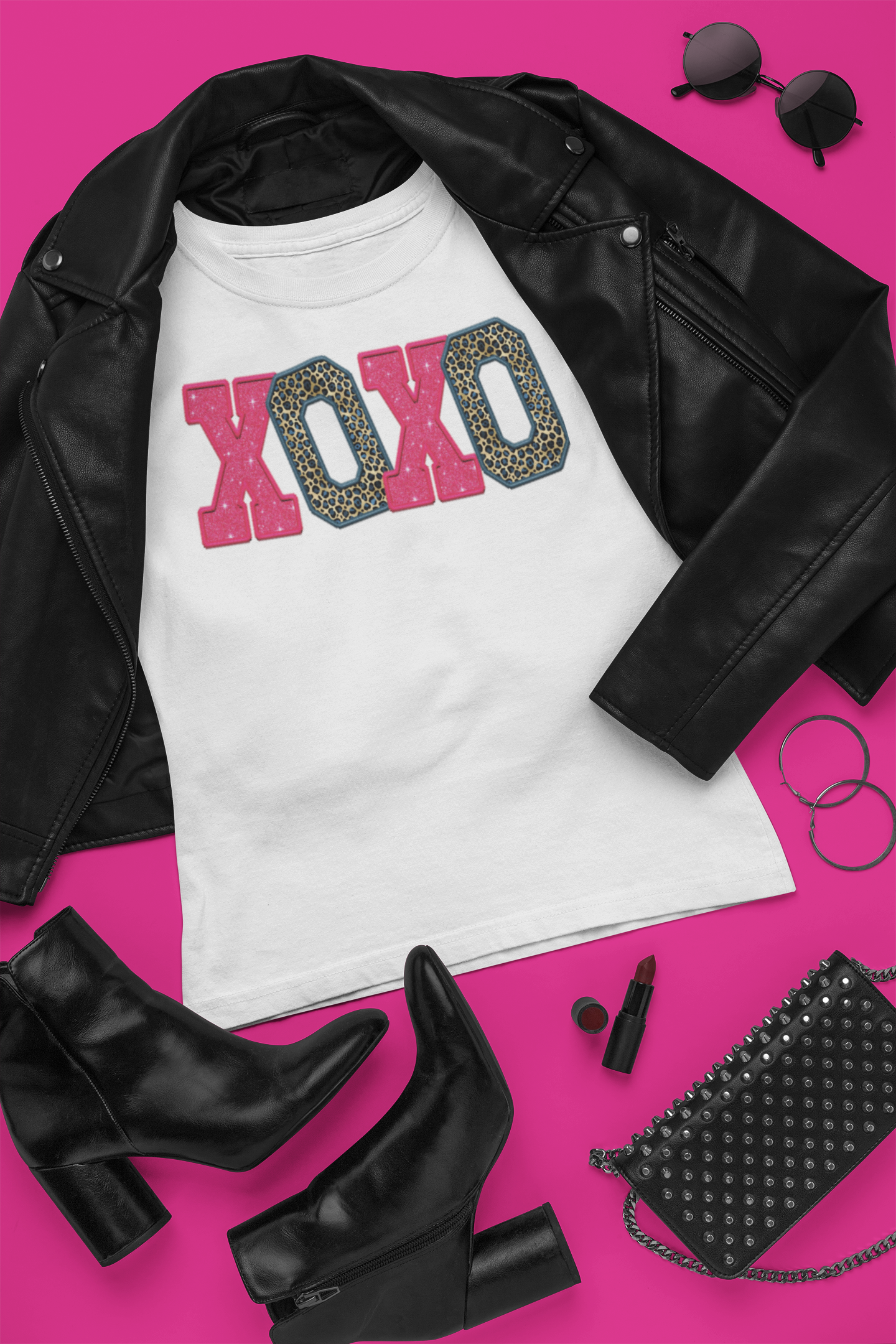 XOXO Pink Sparkle & Blue Cheetah