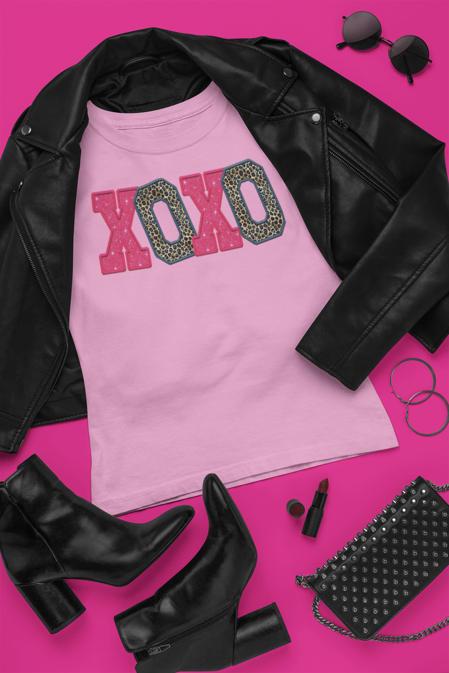 XOXO Pink Sparkle & Blue Cheetah
