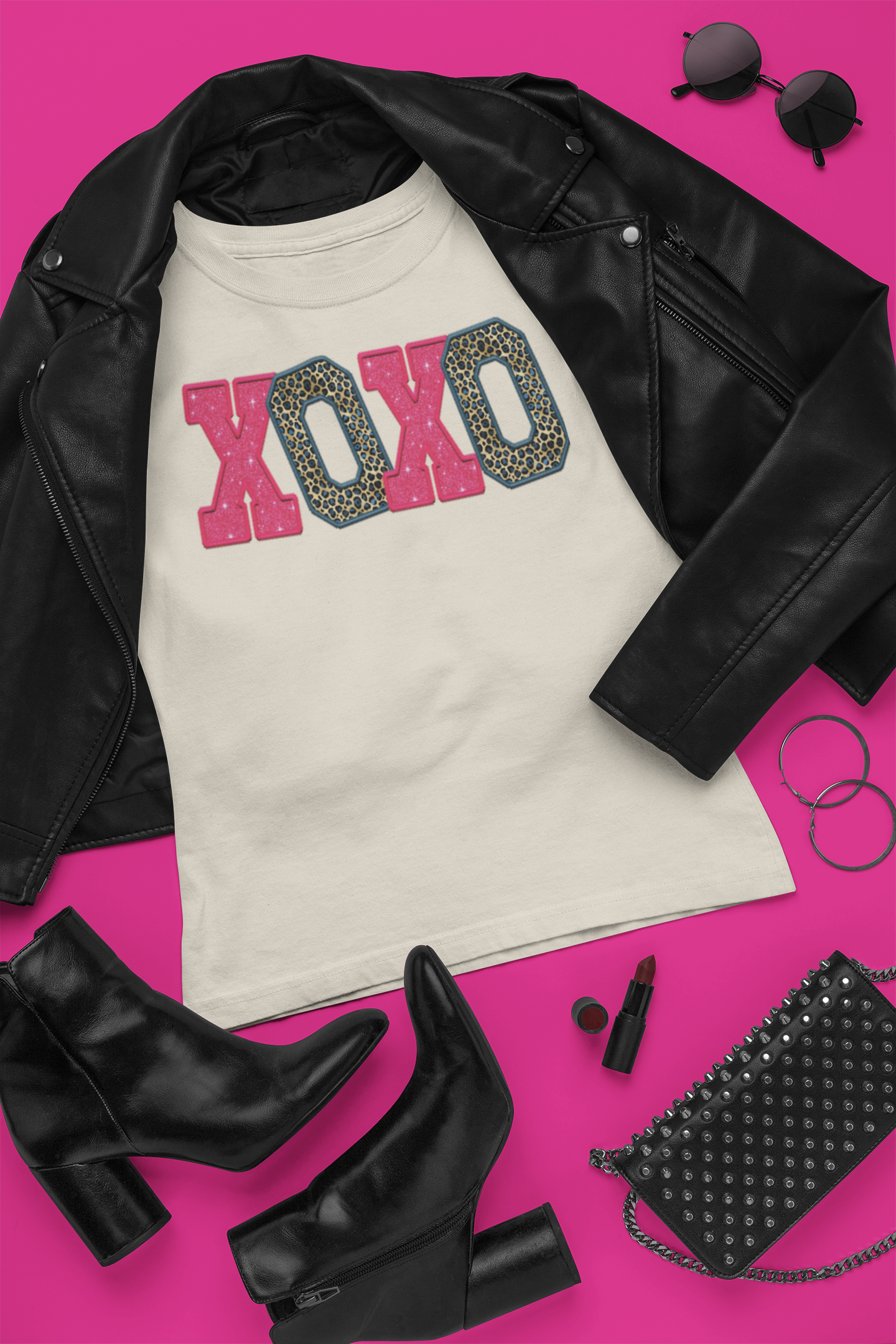 XOXO Pink Sparkle & Blue Cheetah