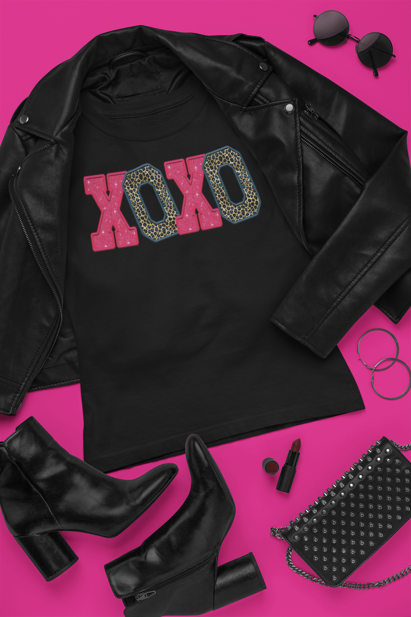 XOXO Pink Sparkle & Blue Cheetah