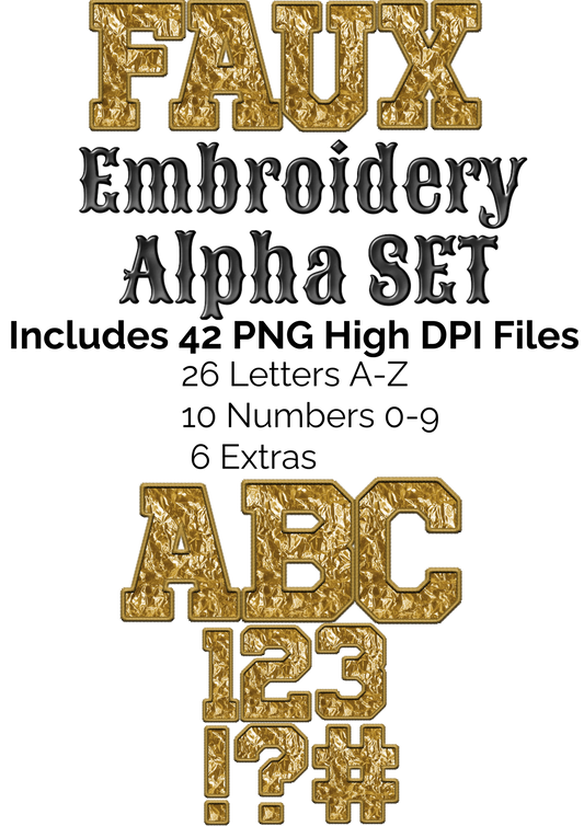 Gold Foil Faux Embroidery Alpha Set