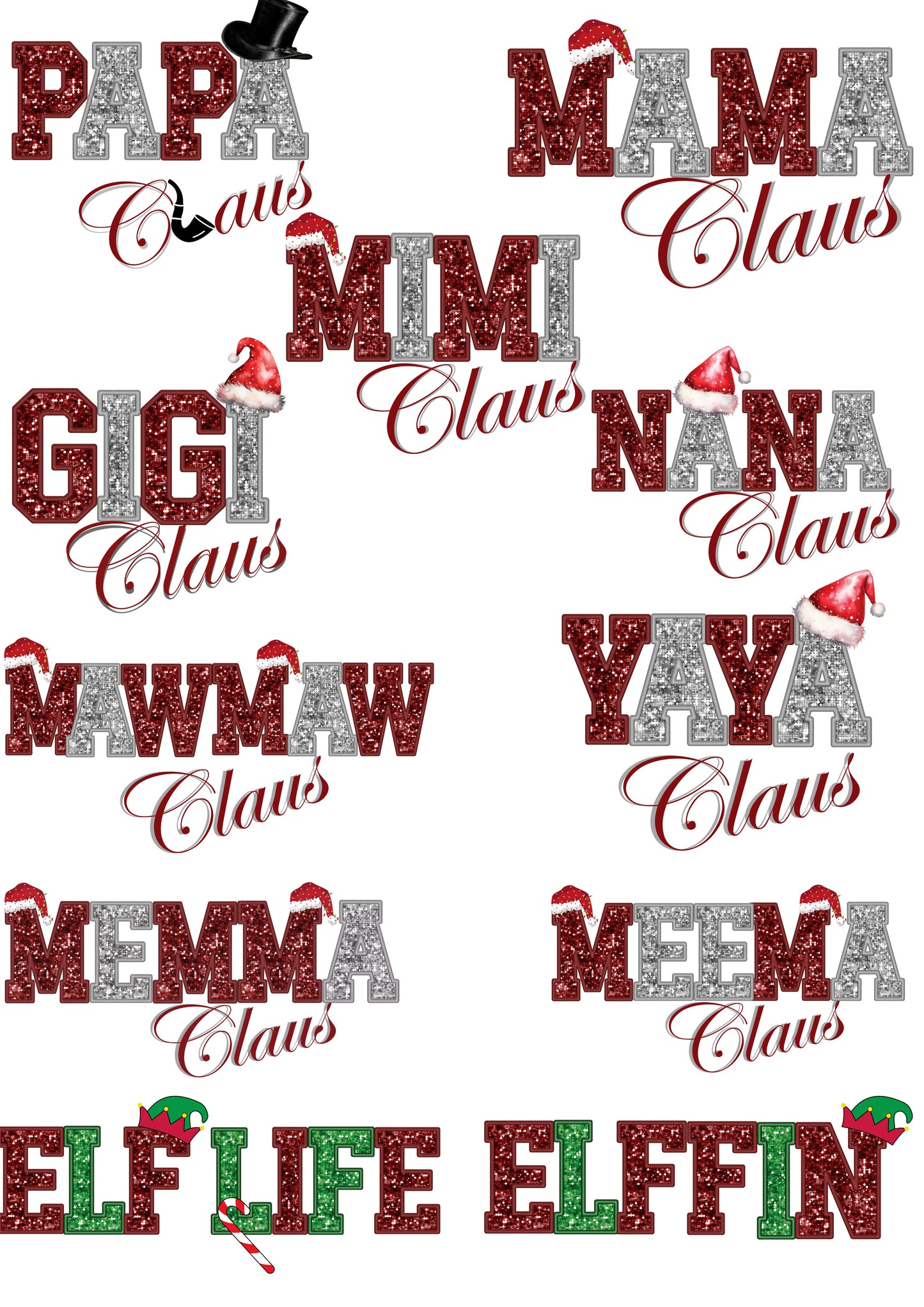 Premade Claus Family Gang Sheet