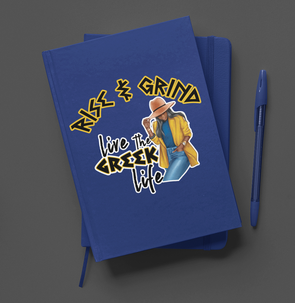 Rise and Grind Greek Yellow and Blue Journal/Pen Set