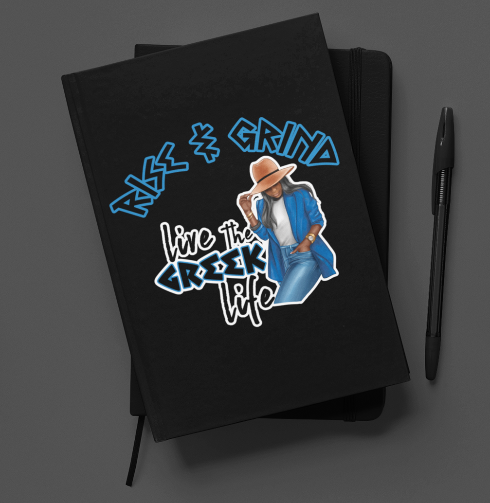 Rise and Grind Greek Blue and White Journal/Pen Set