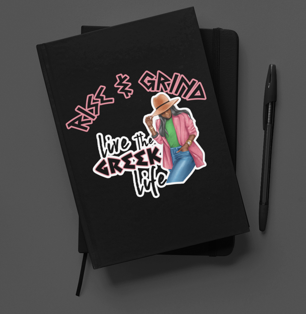 Rise and Grind Greek Pink and Green Journal/Pen Set