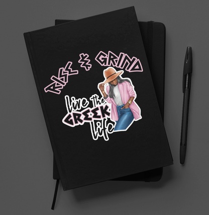 Rise and Grind Greek Pink and White Journal/Pen Set