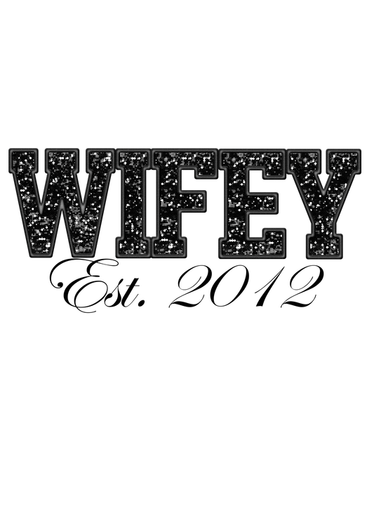 Wifey Faux Sequin Embroidery