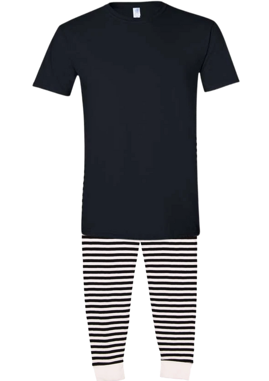 Adult Pajama Set - Black & White Stripe