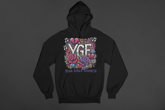 YGF Purple Rose Black Hoodie