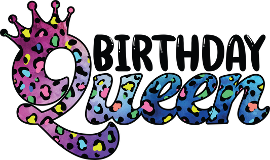 Birthday Queen Rainbow Leopard Print